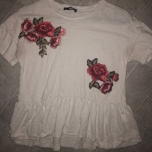 Rose Embroidered Peplum Top!